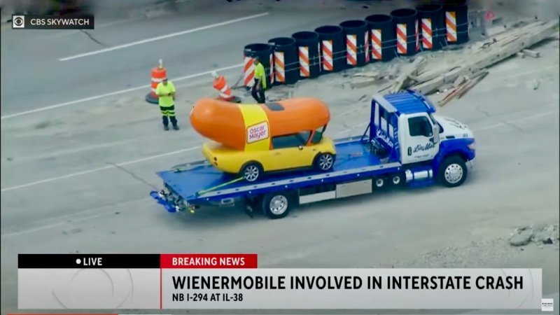 Weinermobile being rescued.